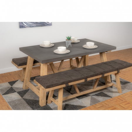 Heath Small Dining Table Set With Two Benches And Bench Pads